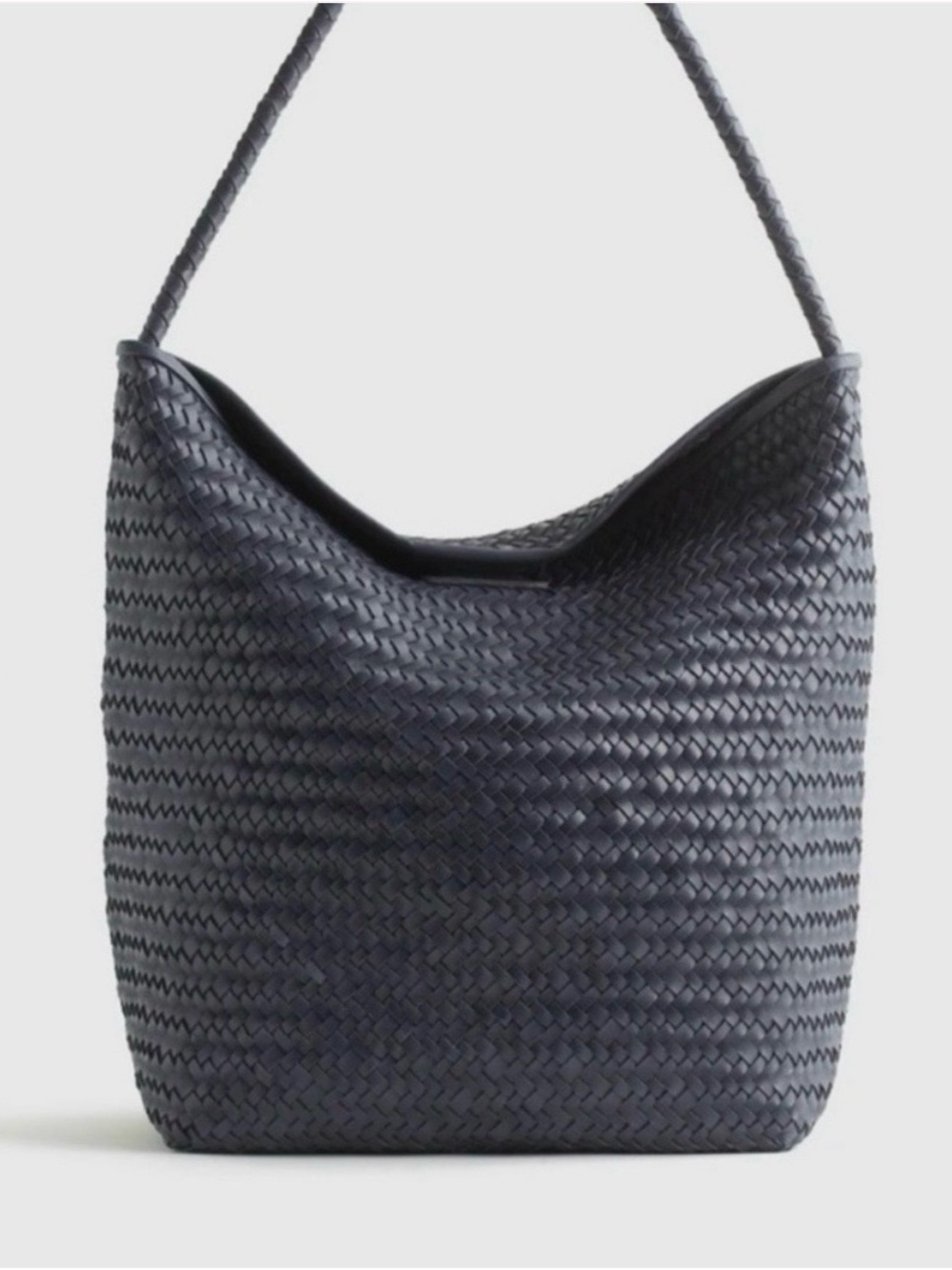 Madewell Signature Woven Shoulder Tote Bag in Dark Navy